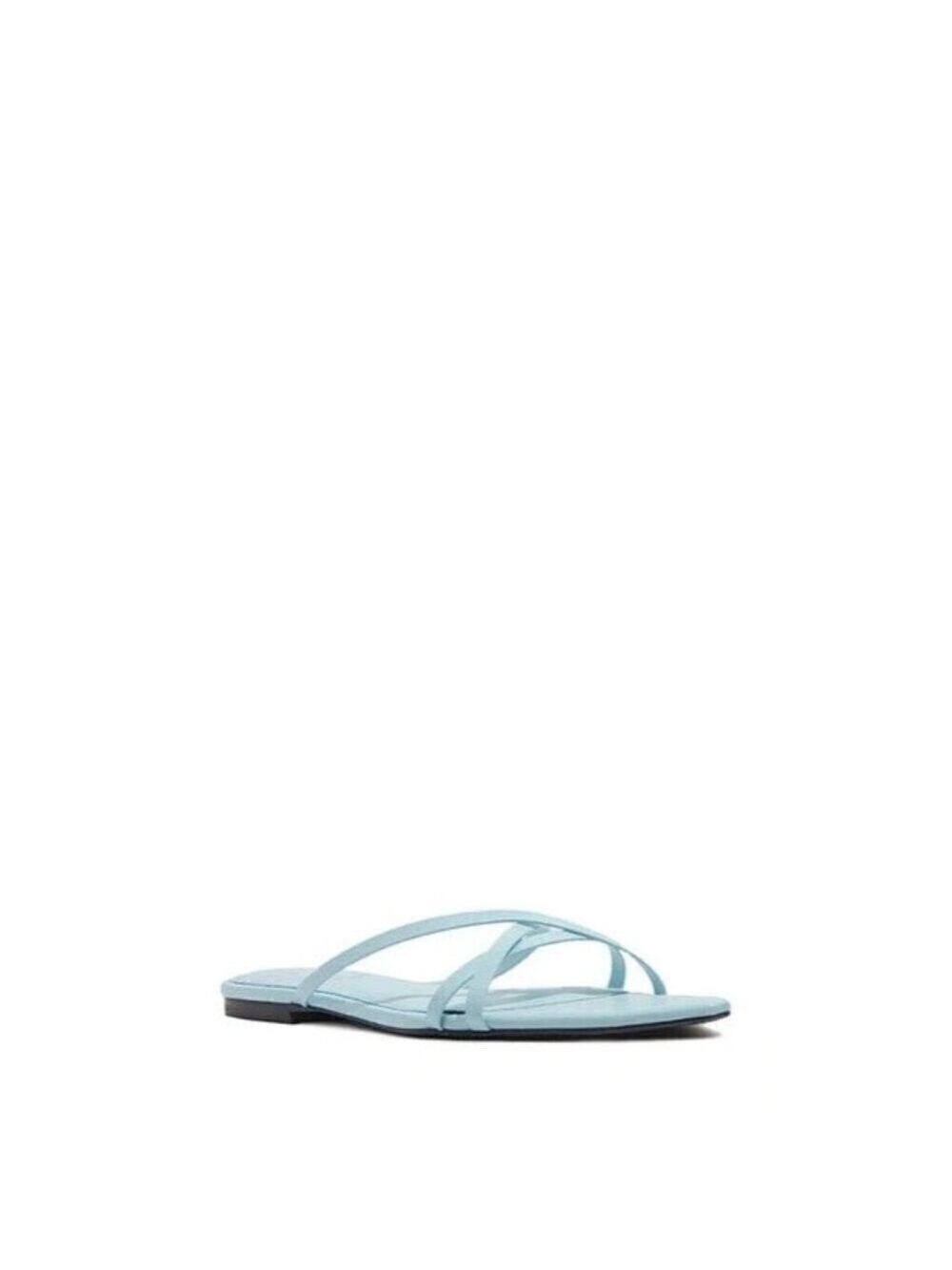 Black Suede Studio Women's blue "Cassie" sandals calfskin leather flats